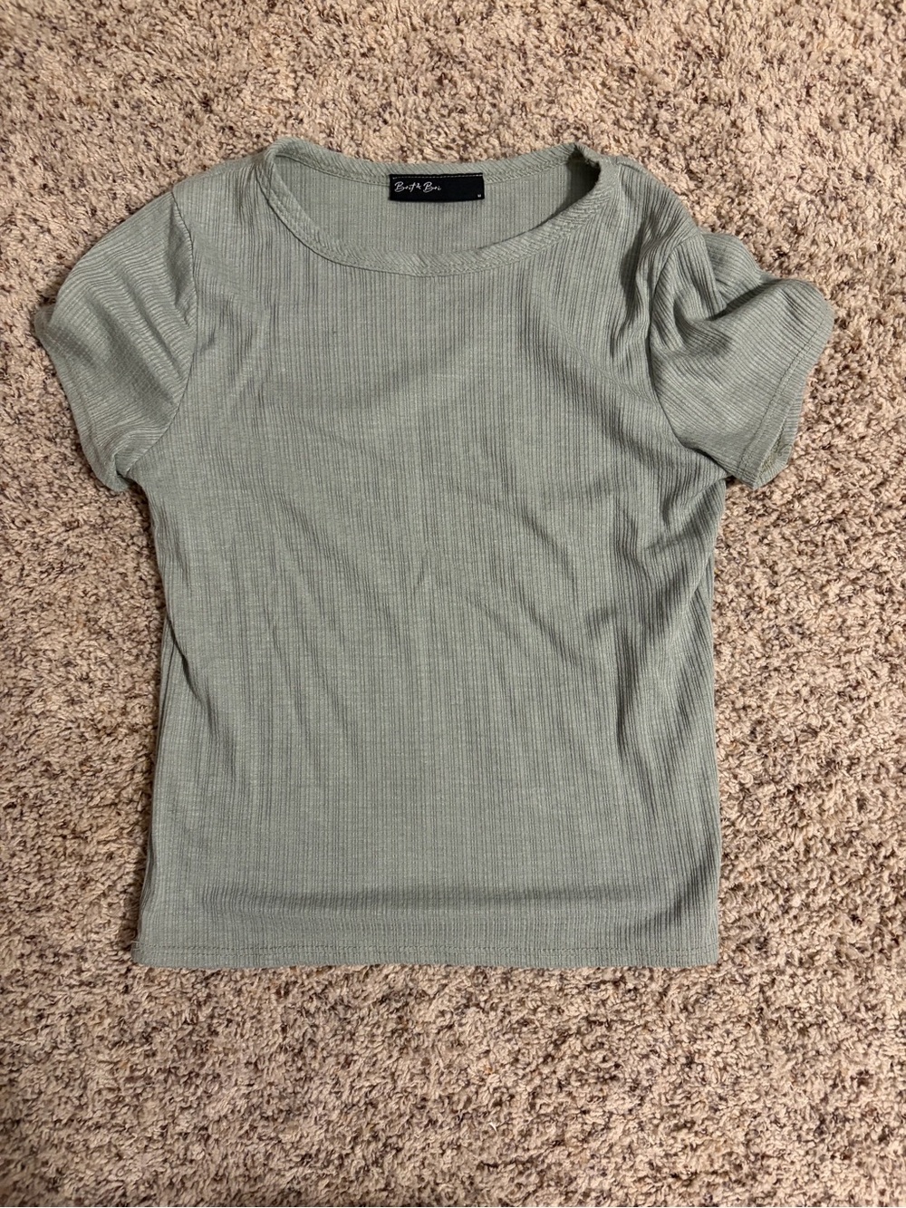 Basic Sage Ribbed Crop Top